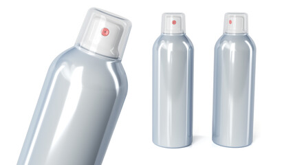Aerosol spray cans on white background. 3d illustration set
