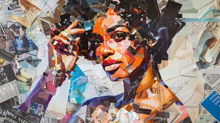 collage artwork composed of cutouts from magazines and newspapers