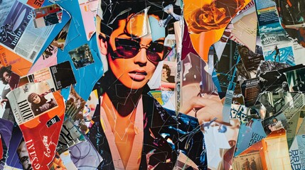 collage artwork composed of cutouts from magazines and newspapers