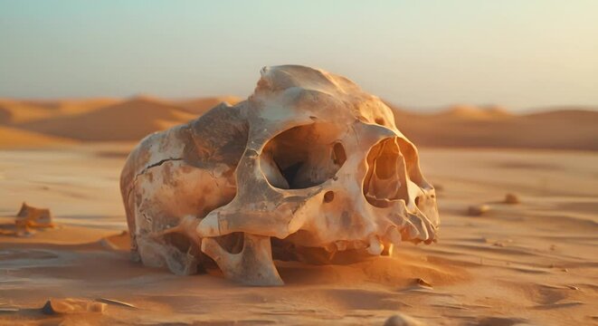 Sun-bleached bone in the desert, minimalist approach to desolation,