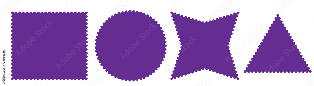 Poster retro design elements scalloped frames. scalloped edge rectangle, star, ellipse, circle and square s
