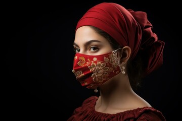 Intricate Spanish woman festive mask. Costume tradition. Generate Ai