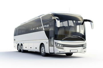 Modern white coach bus isolated on a white background.