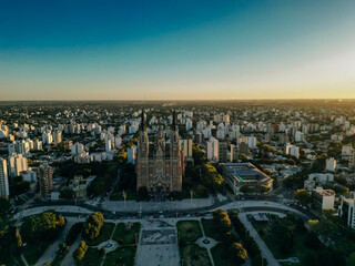 aerial view of Plaza Moreno Fountain in la plata town in Argentina