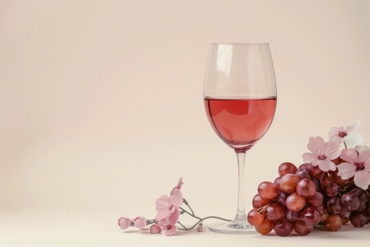 Glass of Wine Beside Grapes