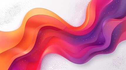 A fluid, abstract wave design in a blend of warm colors, transitioning from orange to deep purple with a sprinkling of dot patterns, ideal for dynamic visuals.