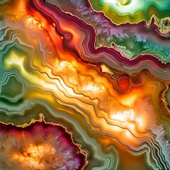 Colorful agate stone slab with light light shining through the stone