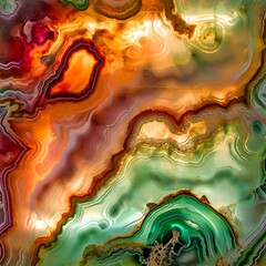 Colorful agate stone slab with light light shining through the stone