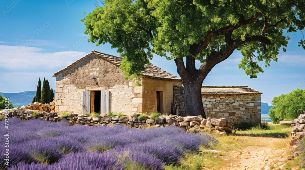 Sticker house in the lavender field.