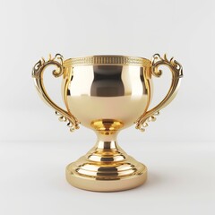 Fototapeta na wymiar First place gold business trophy cup. 3d rendering. Office, futuristic, cups. isolated on white background