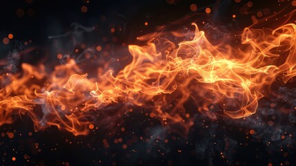 Fototapeta na wymiar Intense Fiery Flames with Glowing Sparks Abstract Background