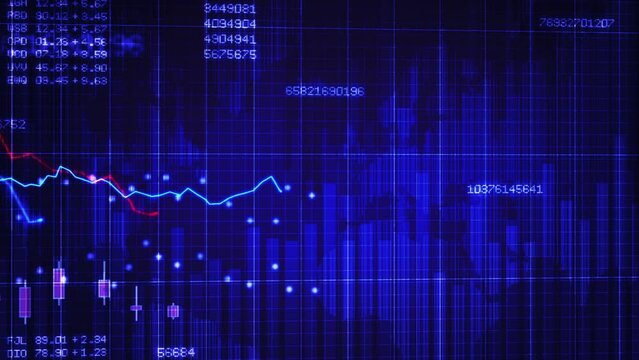 
Business Animation Falling Chart Currency Rate. Economic Collapse. Infographics With World Statistics Global Data Showing Loss Or Global Recession. Declining Financial Charts.