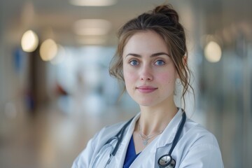 Portrait of a young female doctor in the hospital