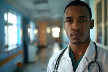 Portrait of a young male doctor in the hospital - Powered by Adobe
