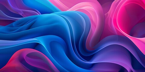 Abstract background with colorful shapes and curves in gradient colors of purple, blue and pink, with black shadows. High resolution, in the style of a hyper realistic and super detailed art piece