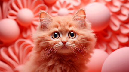 Small Curious Kitten on Peach Fuzz Color of the Year Background