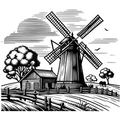 Rustic farm Landscape PNG illustration