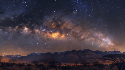 Against a backdrop of velvety darkness, the Milky Way stretches across the heavens, its celestial...