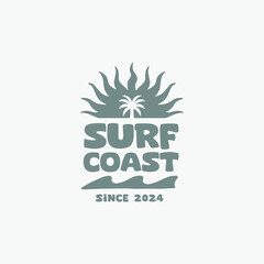 Vintage surf design template for surf club, surf shop, surf merch.