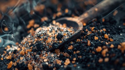 Icelandic smoked salt mixed with black lava. - obrazy, fototapety, plakaty