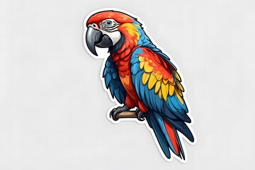 Macaw sticker on white background