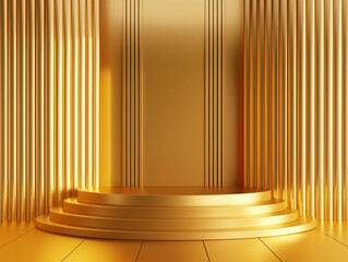 Gold podium in gold room for mock up