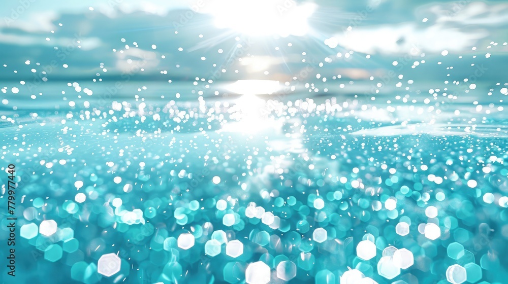 Poster A dazzling shower of shiny, falling glitter against a backdrop of deep, rich colors. The sparkling particles create a dynamic