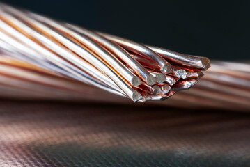 Copper wire close-up, raw materials, metals industry and stock market concept - 779977429