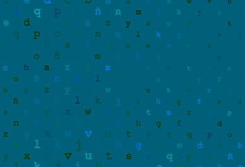 Dark blue, green vector layout with latin alphabet.