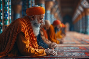 Obraz premium Man performing Namaz in the Mosque.