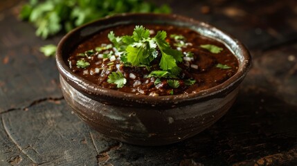 Mole is a spicy sauce of Mexican cuisine made from several types of peppers (ancho chili, mulata chili, pasilla chili). - obrazy, fototapety, plakaty