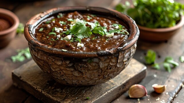 Mole is a spicy sauce of Mexican cuisine made from several types of peppers (ancho chili, mulata chili, pasilla chili).