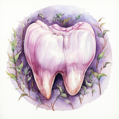 Obraz premium watercolor tooth clipart, Generative Ai