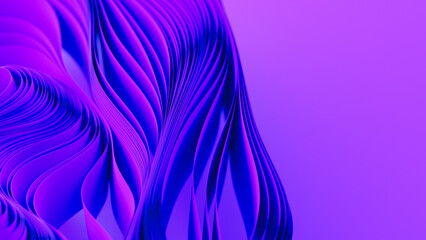 Violet layers of cloth or paper warping. Abstract fabric twist. 3d render illustration - 779980898