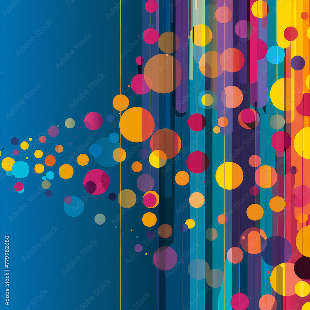 Poster Multicolored circles and intricate lines intertwine to create a dynamic and visually captivating abstract composition