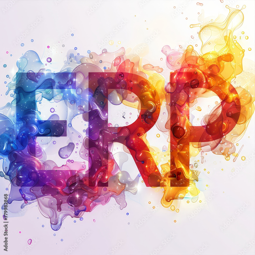 Poster a vibrant spectrum of colors surrounds a mesmerizing erp text in the center of the picture
