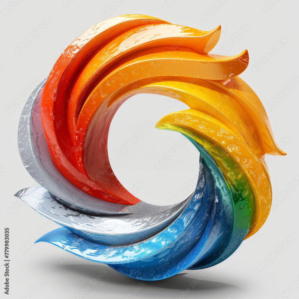 Aufkleber a vibrant and dynamic sculpture created from a harmonious blend of different colors, each intertwini