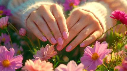 Fototapeta premium Young Woman’s Hands with Clean Skin