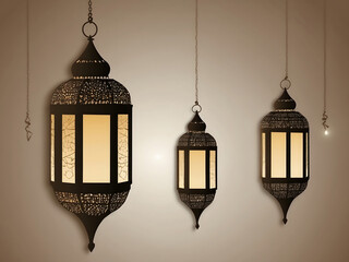 lantern Ramadan Islamic, Eid Mubarak banner design.