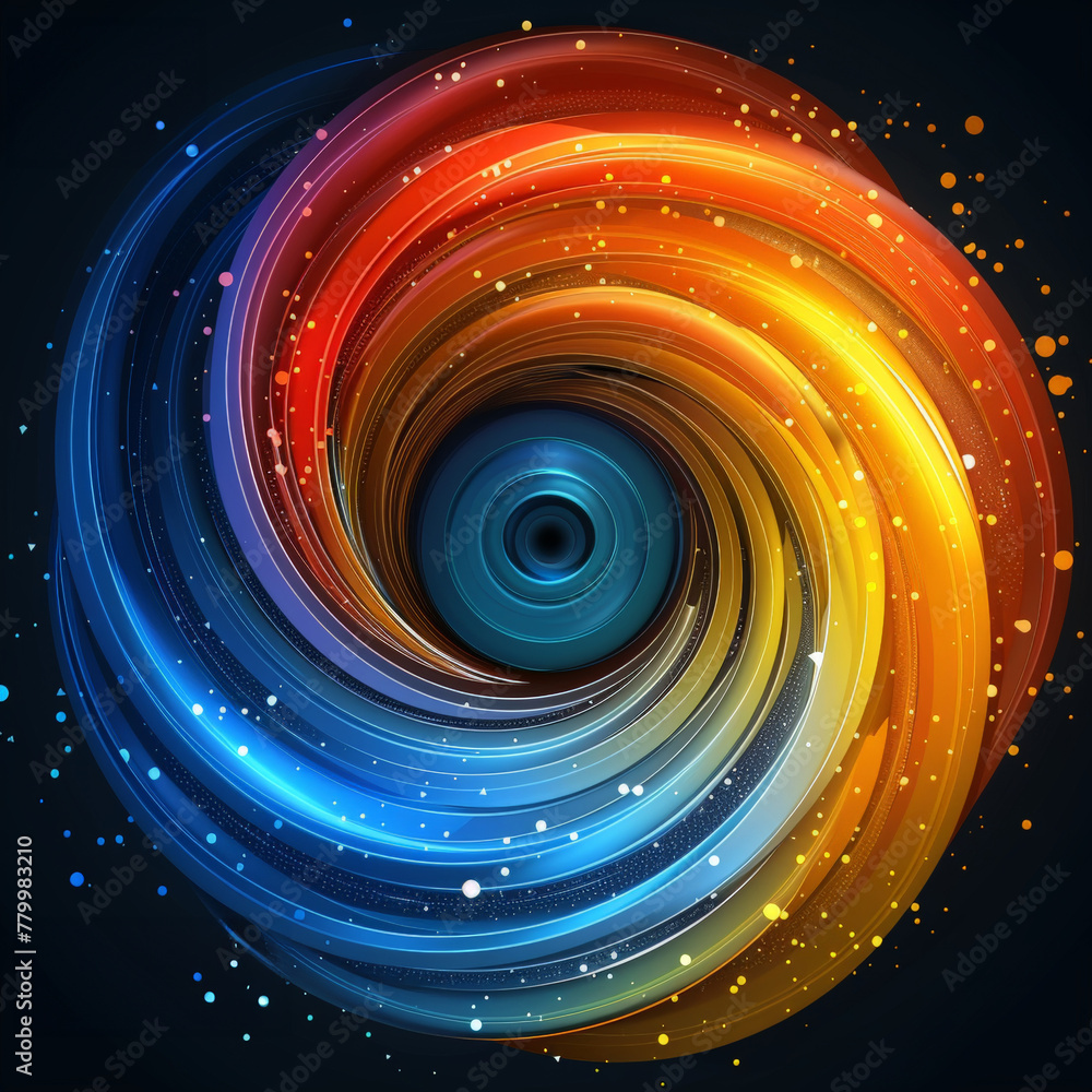 Poster a vibrant circular design featuring a mesmerizing array of colors swirling on a black background