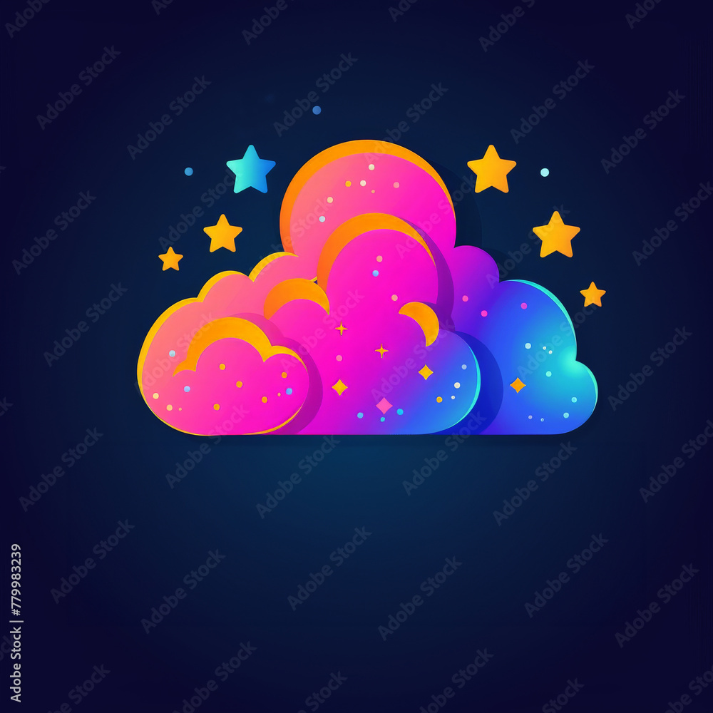 Poster a vibrant cloud filled with stars floats against a dark background, creating a mesmerizing and dream