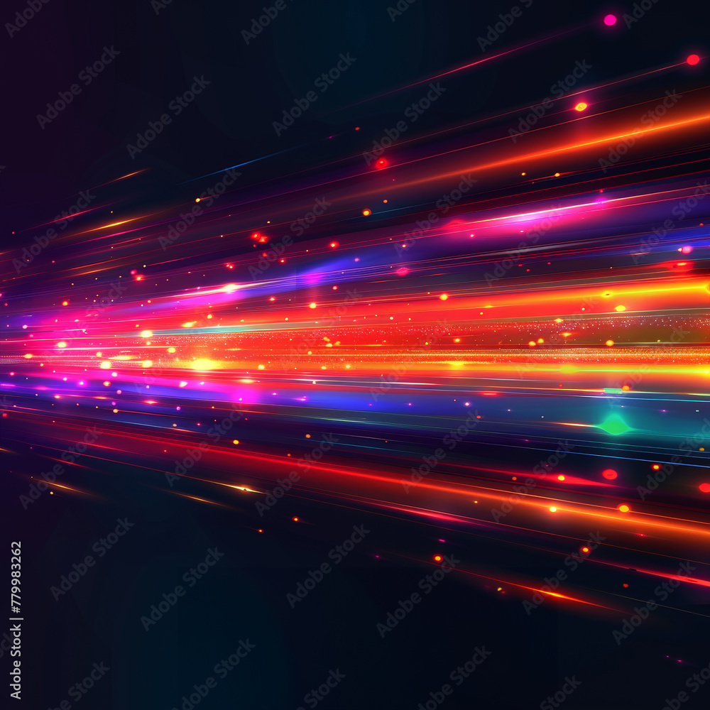 Leinwandbilder A vibrant abstract array of bright lights in various colors, creating a mesmerizing and dynamic visual experience