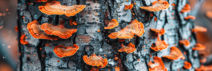 Forests Autumn Bounty, A Display of Mushrooms Amidst the Rich Colors and Textures of the Season - obrazy, fototapety, plakaty