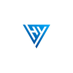 HY monogram logo inside blue triangle shape. - obrazy, fototapety, plakaty