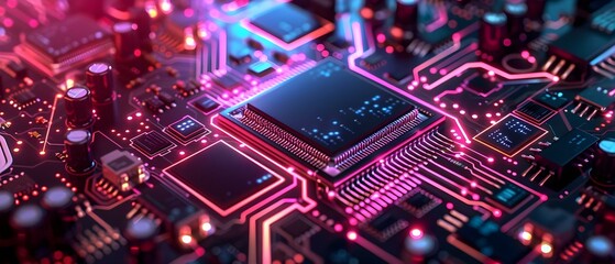 High-Tech Circuitry: The Heart of Data Processing. Concept Technology, Data Processing, Circuitry, Electronics, Innovation