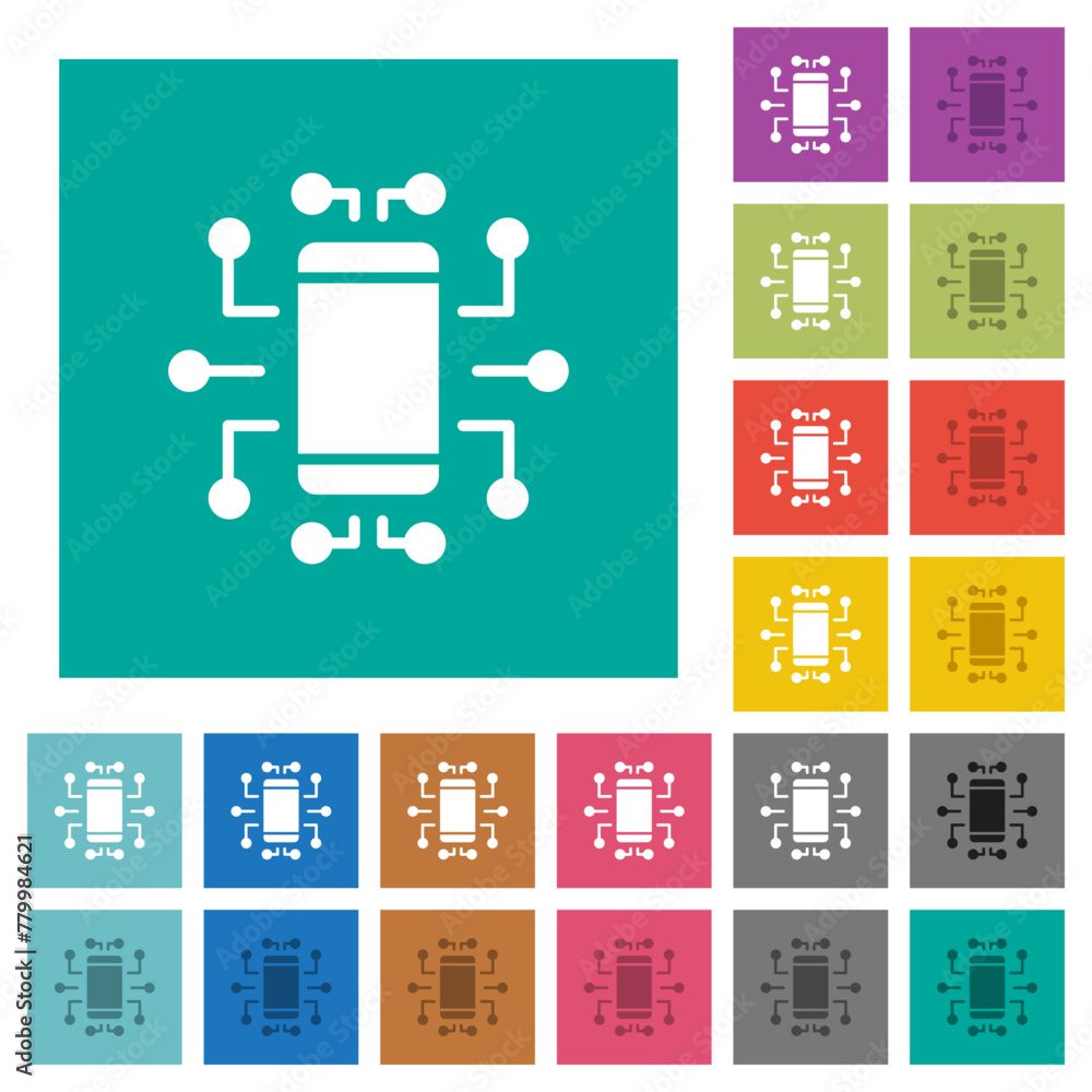 Aufkleber embedded device solid square flat multi colored icons