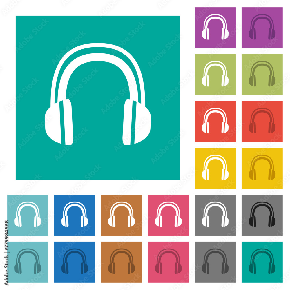 Wall mural headphones square flat multi colored icons