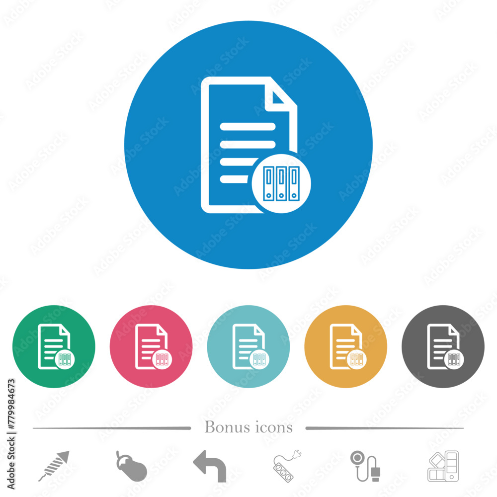 Poster document archive flat round icons