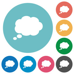 Single oval thought cloud solid flat round icons