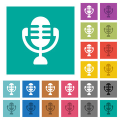 Studio microphone solid square flat multi colored icons